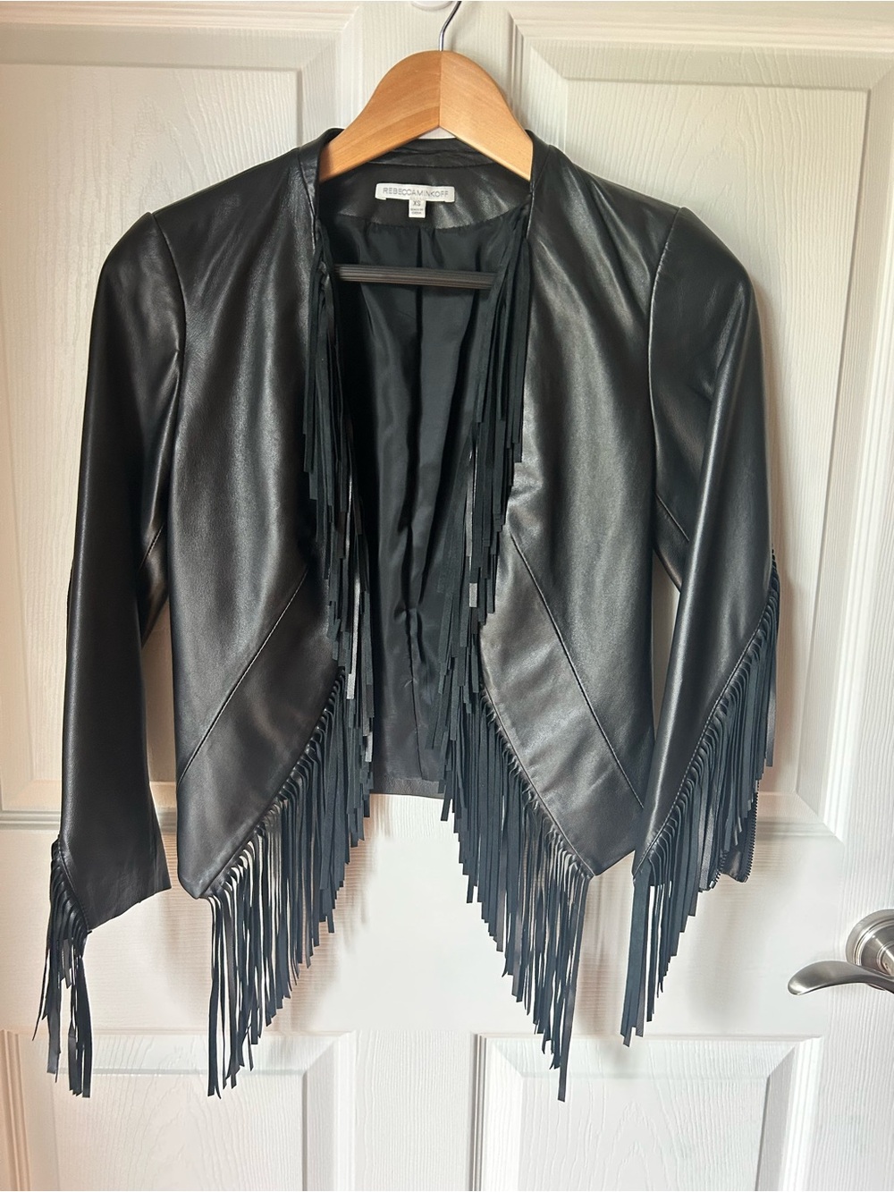 NWOT Rebecca Minkoff "Ace" Lamb Leather Fringe Lightweight Jacket